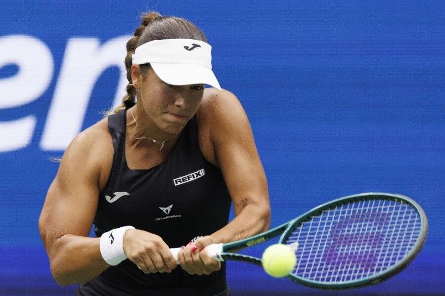 Jéssica Bouzas, no partido do US Open contra Pegula