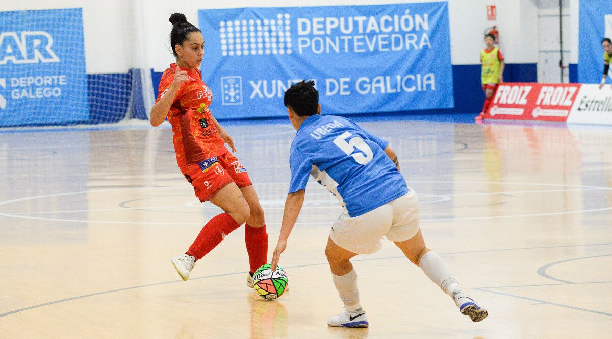 Irene García, no partido de liga entre Poio Pescamar e Leganés na Seca
