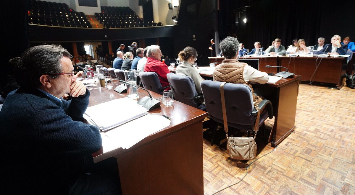 Raimundo González durante un pleno de la corporación municipal de Pontevedra