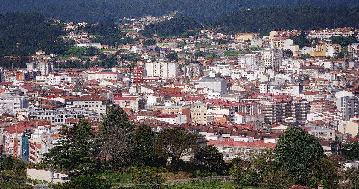 Vista aérea do casco urbano de Pontevedra