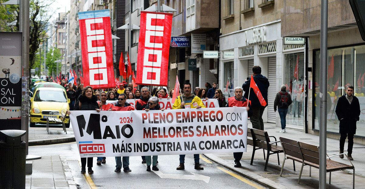Manifestación de CCOO polo Día Internacional do Traballo 2024