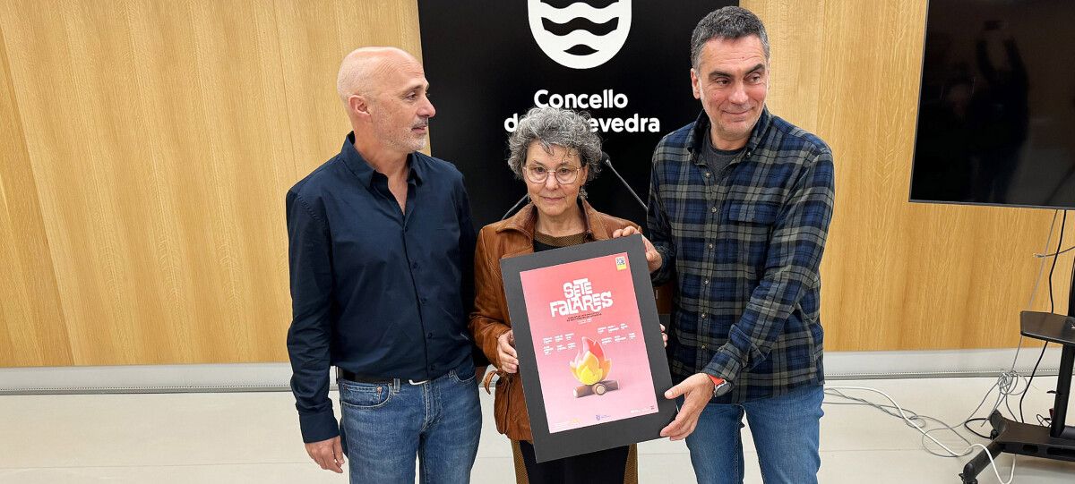 Xacobe Rodríguez e Tareixa Alonso (Pavís Pavós) con Demetrio Gómez presentan Sete Falares