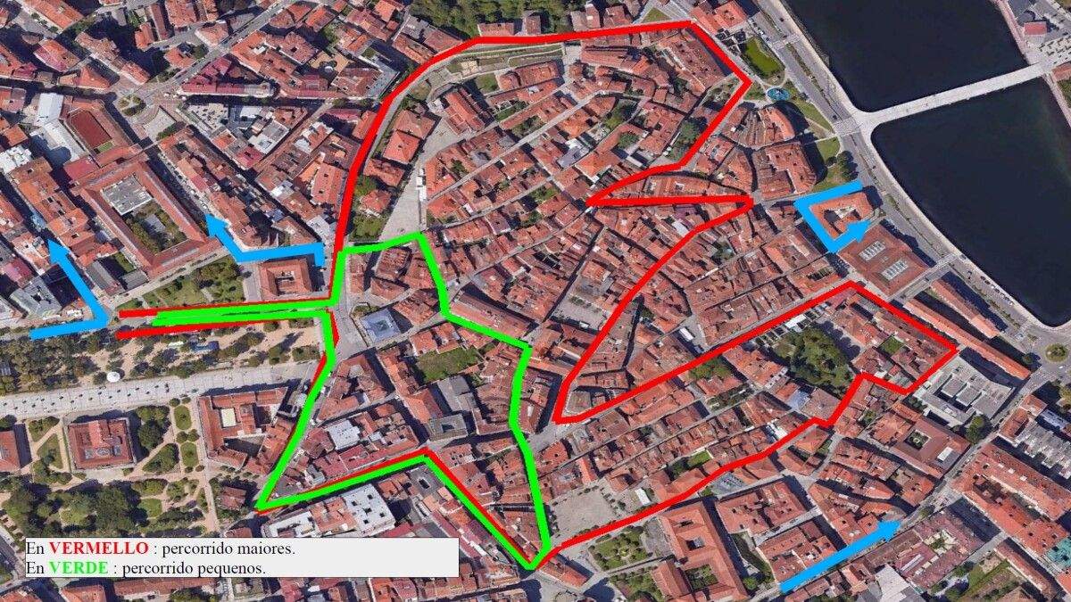 Rúas afectadas pola carreira Correlingua