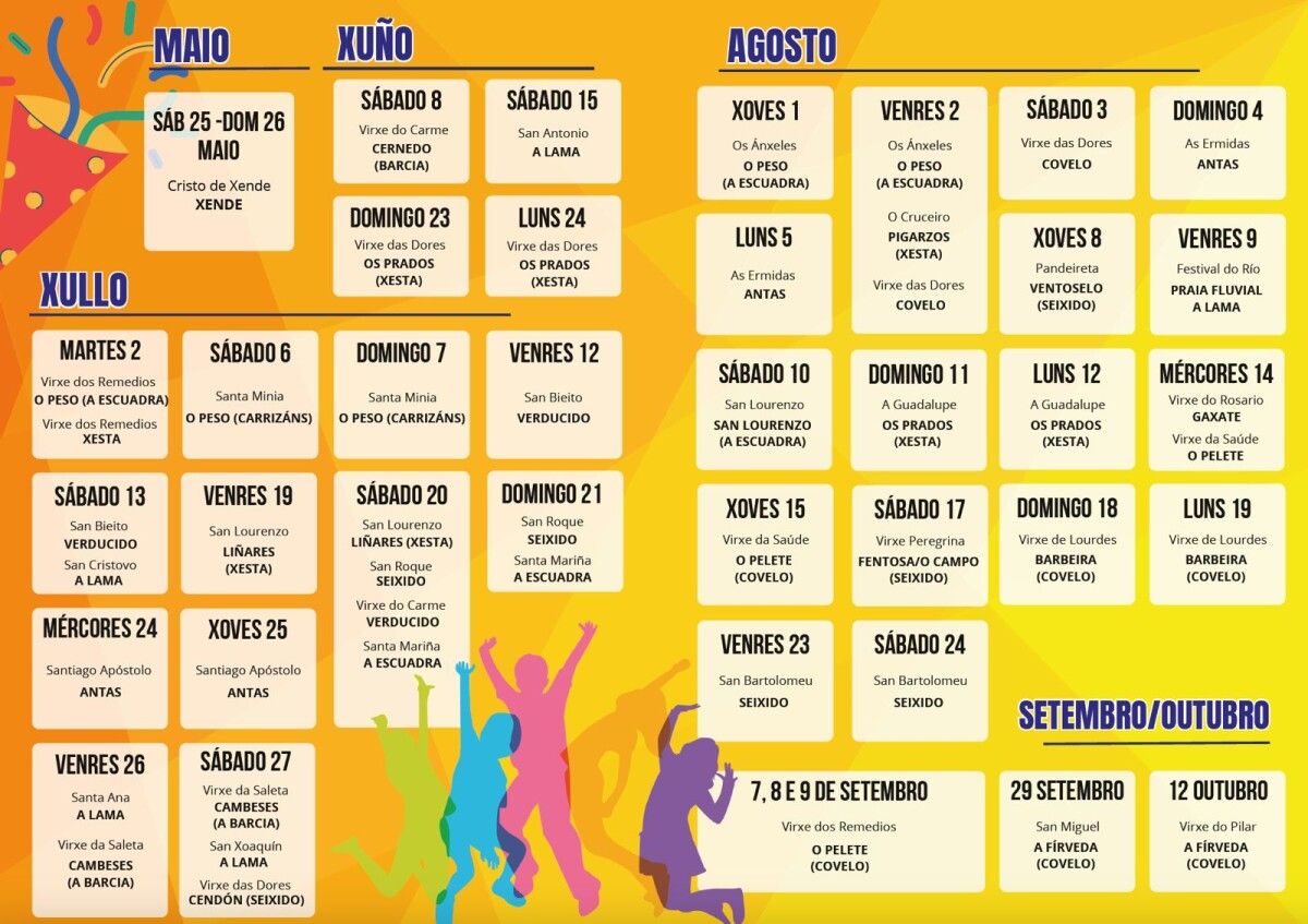 Folleto con todas as festas no concello da Lama no verán de 2024