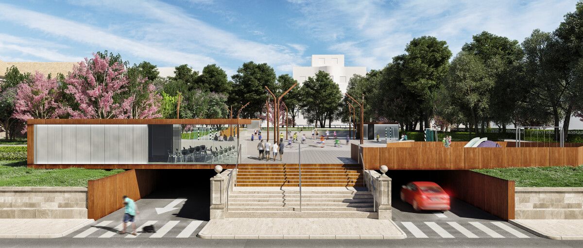 Infografía do proxecto de aparcadoiro soterrado no Parque Eguren