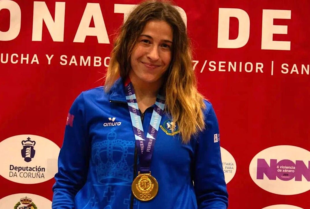 Lydia Pérez, tras gañar o ouro no Campionato de España 