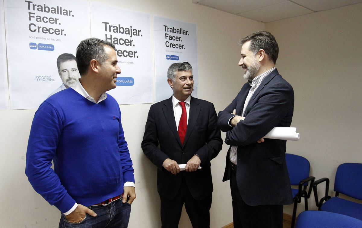 Rafael Domínguez, Gerardo Pérez e Jacobo Moreira na sede do PP