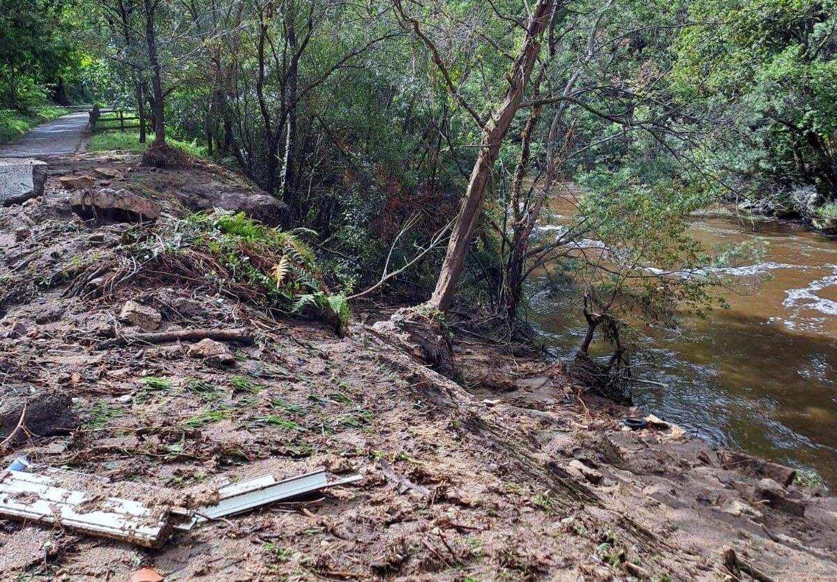 Desprendemento de terras cara a senda do Lérez