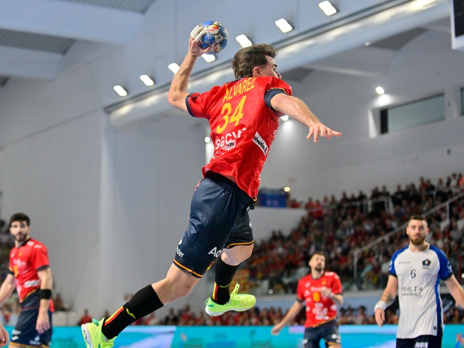 Carlos Álvarez no seu su debut coa Selección Española de Balonmán