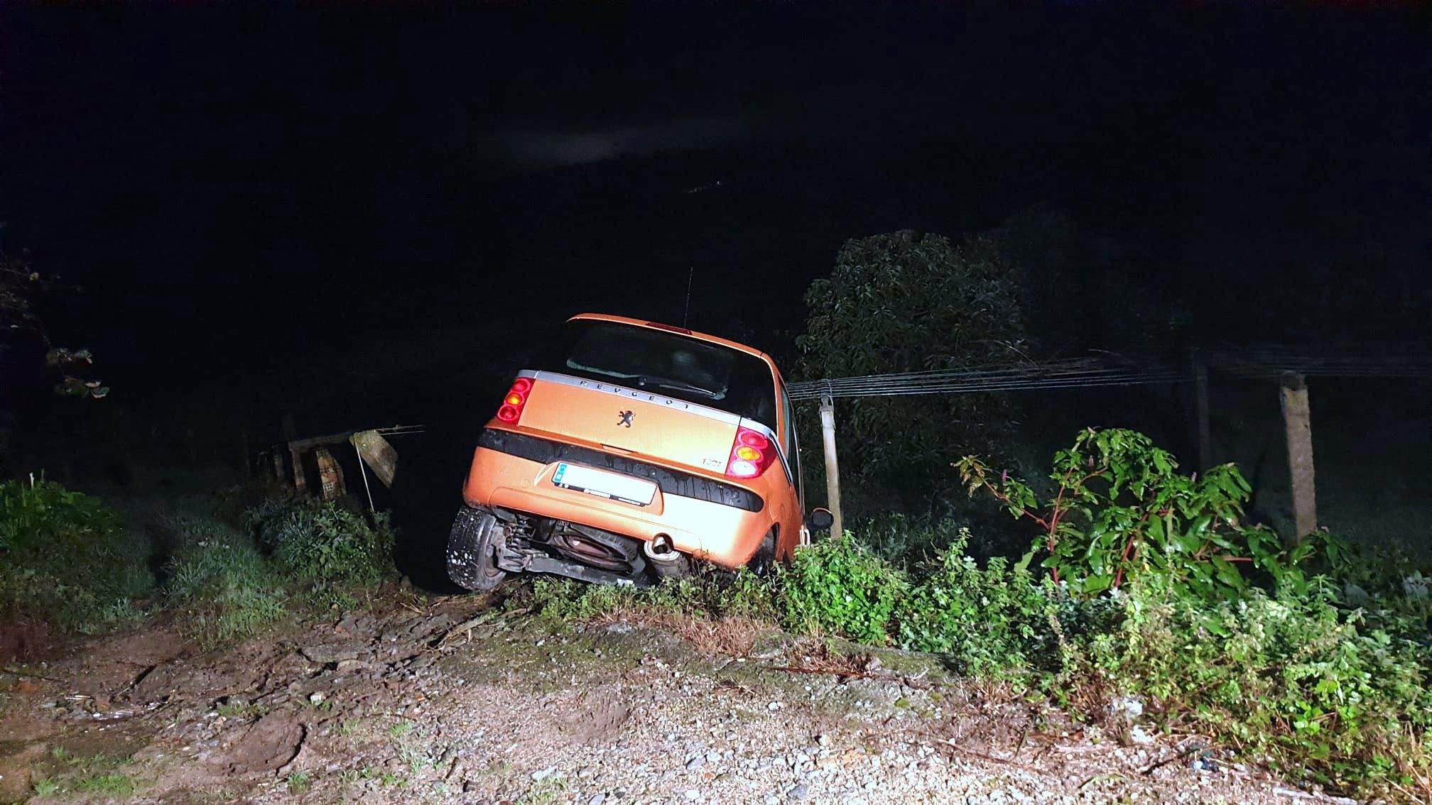El turismo finalizó en una finca al salirse de la vía