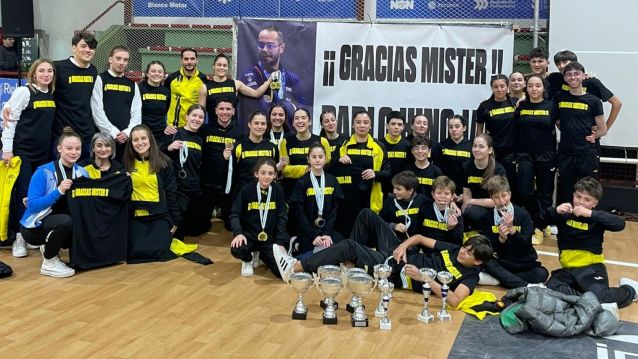 Deportistas do Ximnasia Pontevedra no Campionato Galego de Trampolín