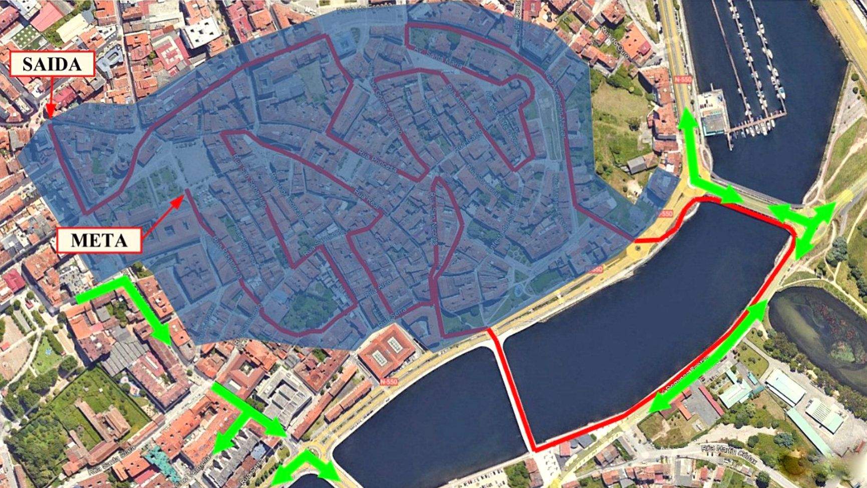 Mapa que contempla las zonas por las que no se podrá circular