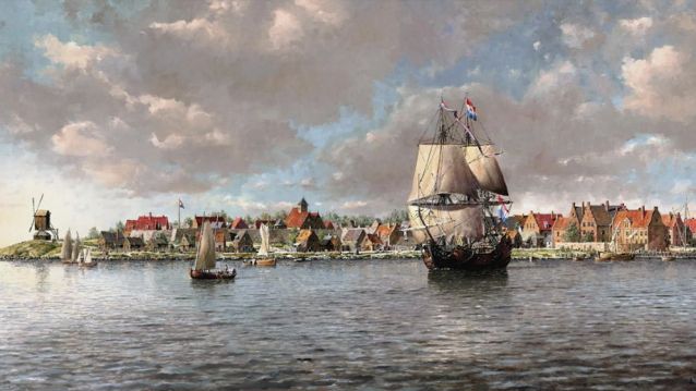 Representación de Nova Ámsterdam en 1660. Óleo de L. F. Tantillo Representación de Nova Ámsterdam en 1660. Óleo de L. F. Tantillo