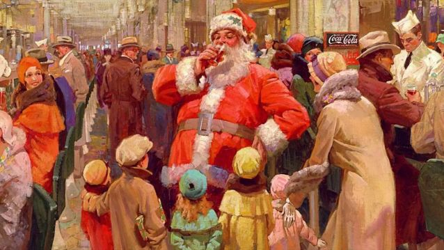 Santa at Christmas Mall óleo de Haddon Sundblom 1931 Santa at Christmas Mall óleo de Haddon Sundblom 1931