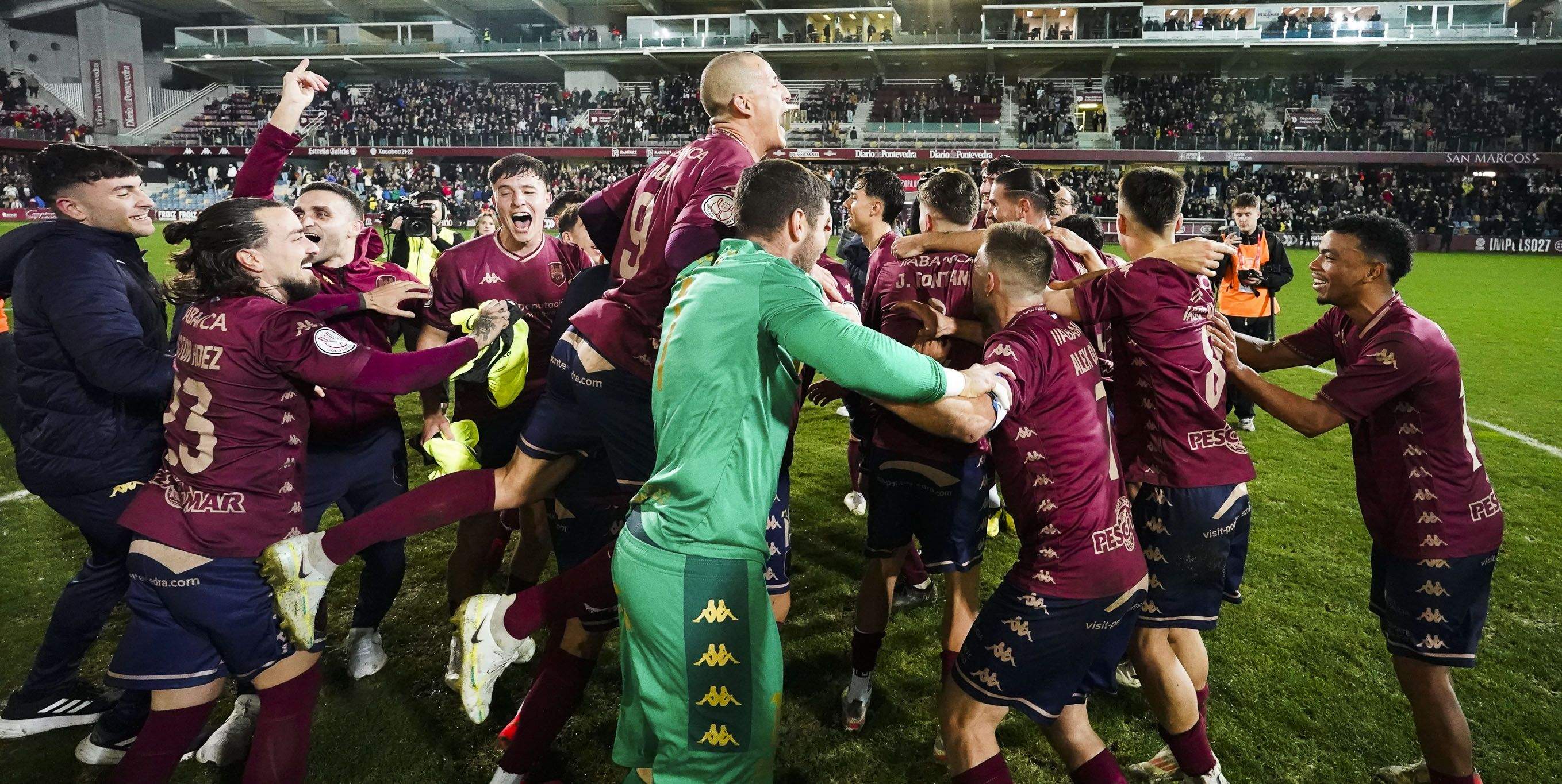 Partido de Copa del Rey entre Pontevedra y Mallorca en Pasarón