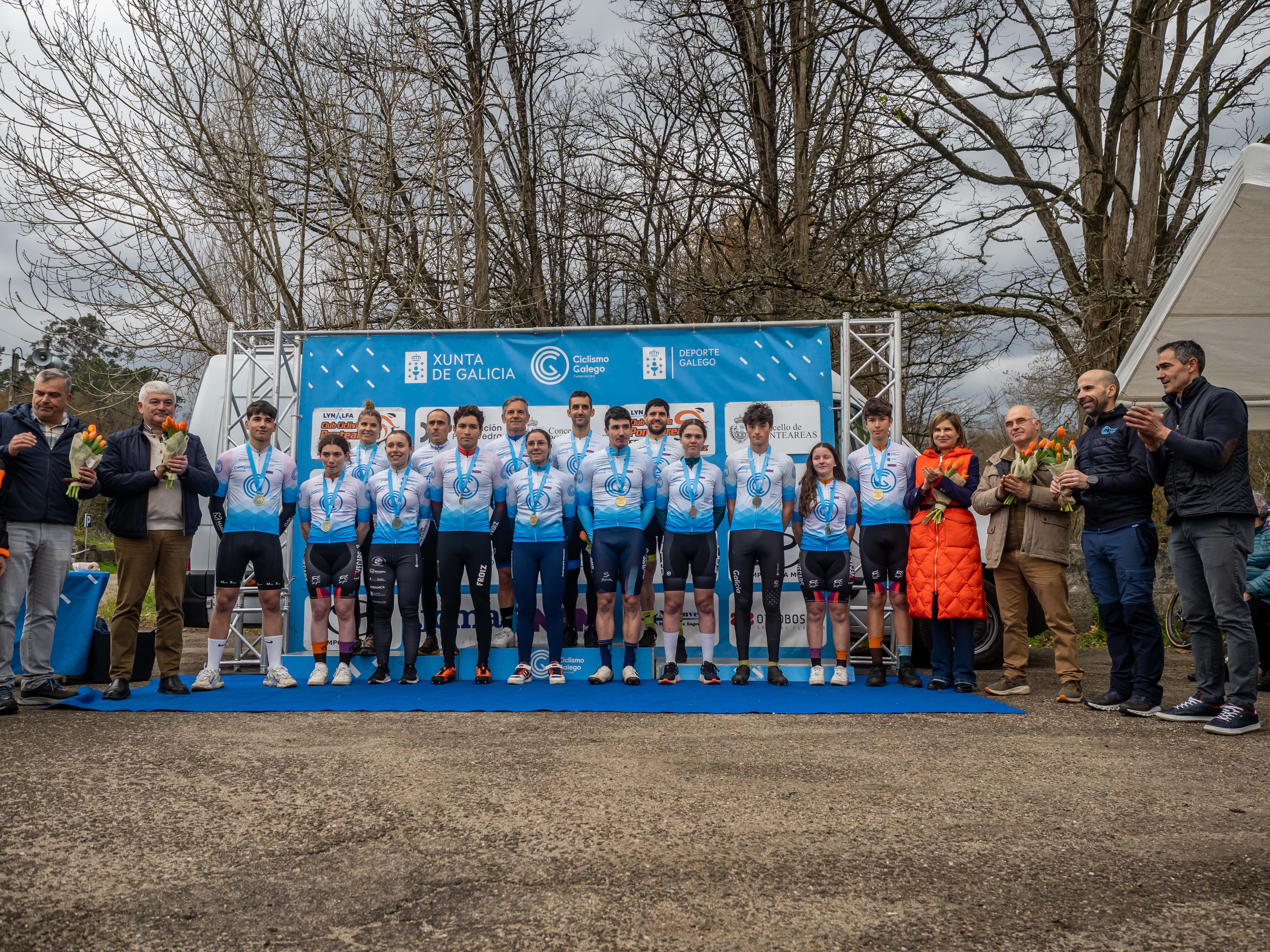 Podio del Campeonato de Galicia de Ciclocross en Ponteareas