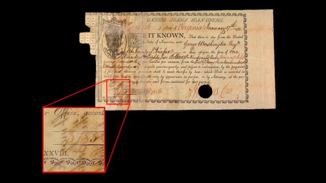 Primeira aparición do símbolo $ nun documento oficial dos Estados Unidos (bono de débeda asinado por George Washington en 1