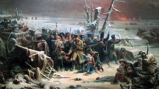 A Grande Armée na retirada de Moscova, pintura de Adolphe Yvon