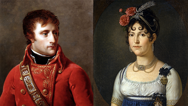 Napoleón como Primeiro Cónsul, de Antoine Jean Gros (1802) e Retrato de María Luísa de Borbón, de François Xavier Fabre (1801)