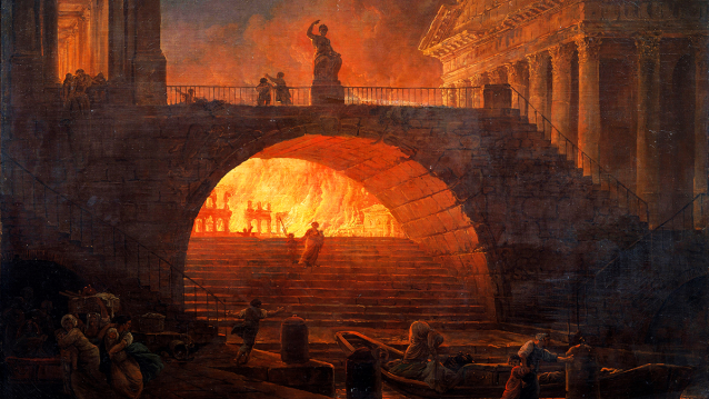 Incendio de Roma, pintura de Hubert Robert