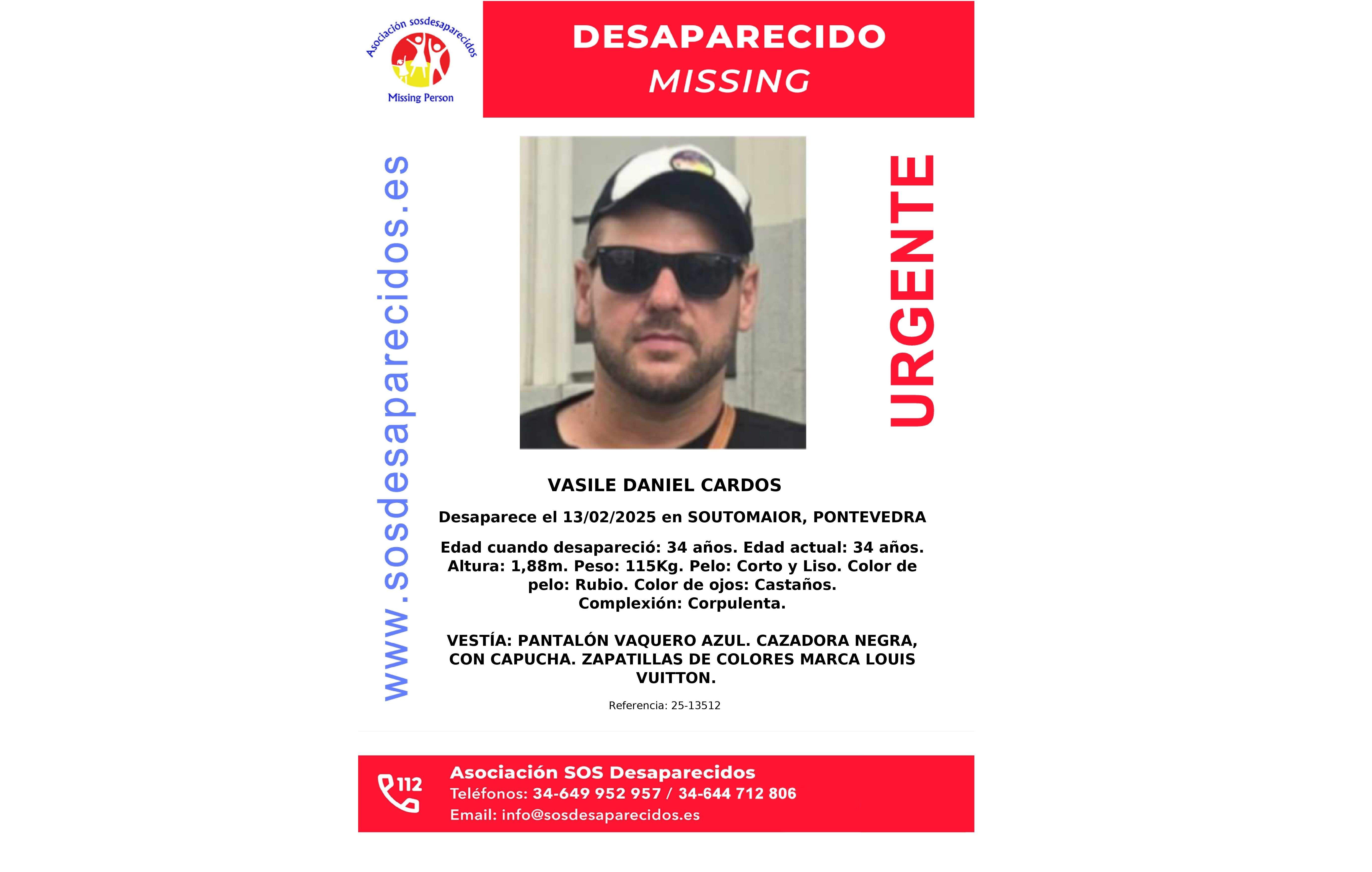 Cartel denunciando la desaparición de Vasile Daniel Cardos