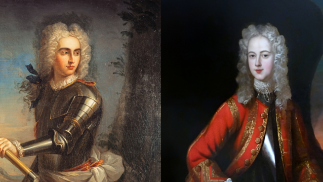 Á esquerda, George Keith, conde mariscal de Escocia. Á dereita, William Murray, marqués de Tullibardine