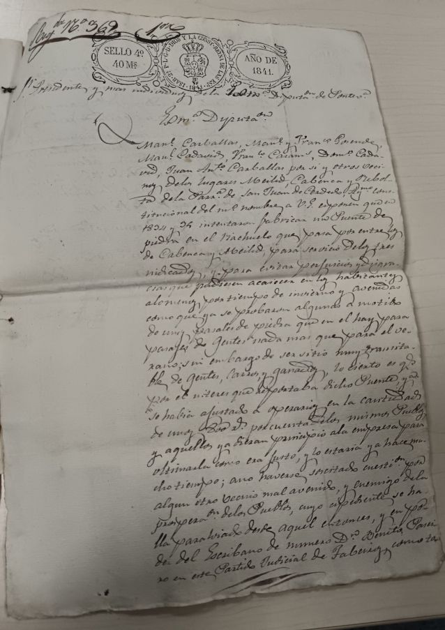 Escrito dos veciños de Meilide, Cavenca e A Revolta dirixido en 1841 á Deputación Provincial de Pontevedra. Escrito dos veciños de Meilide, Cavenca e A Revolta dirixido en 1841 á Deputación Provincial de Pontevedra.