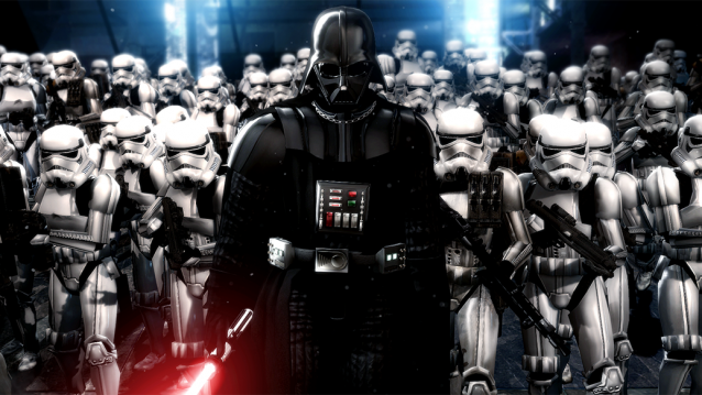 Darth Vader e os stormtroopers