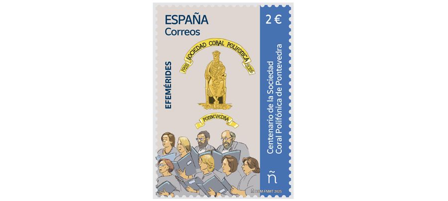 Selo conmemorativo do centenario da Coral Polifónica de Pontevedra