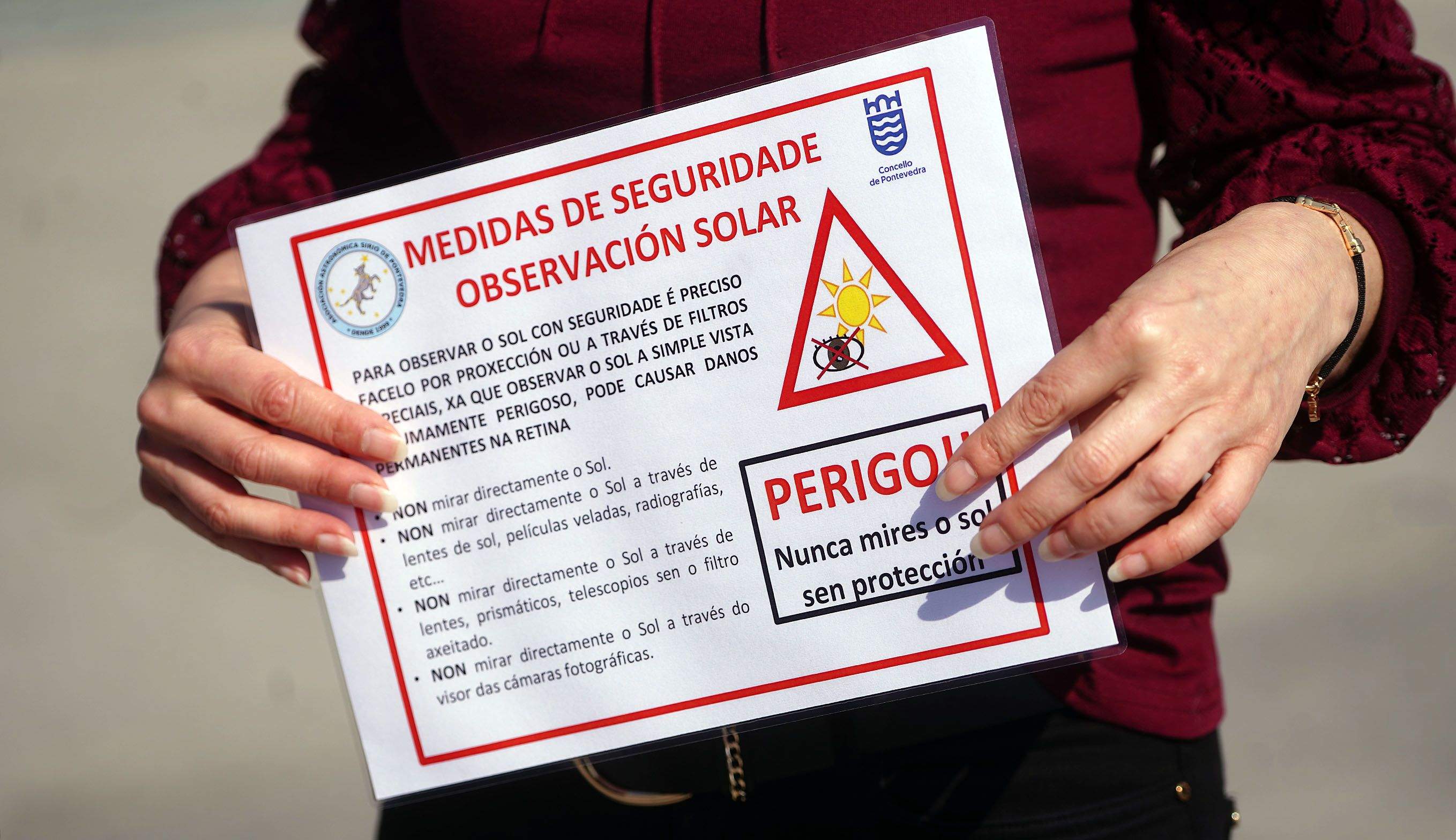Cartel explicativo con las medidas de seguridad para la observación solar de este sábado Cartel explicativo con las medidas de seguridad para la observación solar de este sábado