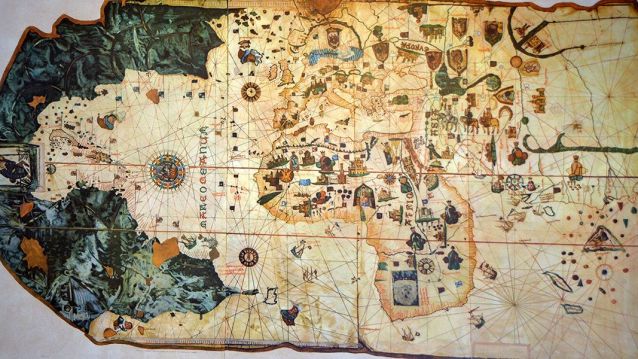O mapamundi realizado en 1500 por Juan de la Cosa ao seu retorno da expedición con Ojeda e Vespucio, o mapa máis antigo conservado no que aparece o novo continente.