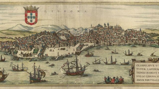 Vista de Lisboa no século XVI. Gravura de Frans Hogenberg.