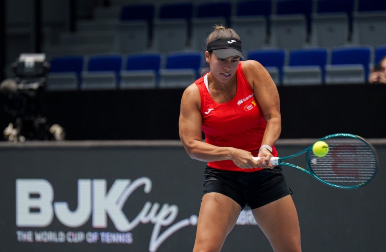 Jéssica Bouzas en la Billie Jean King Cup en Ostrava