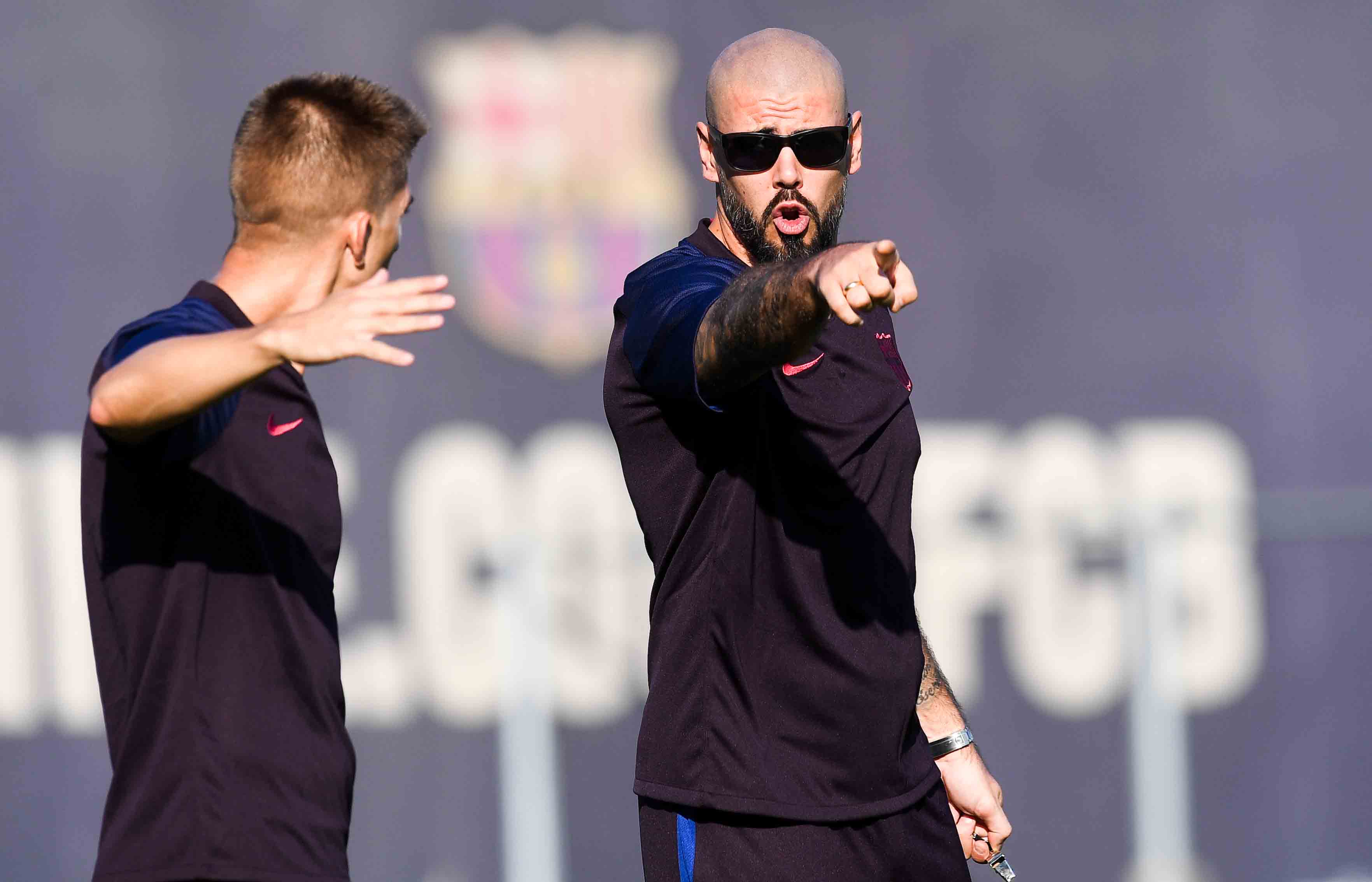 Víctor Valdés, nun adestramento do Xuvenil A do FC Barcelona