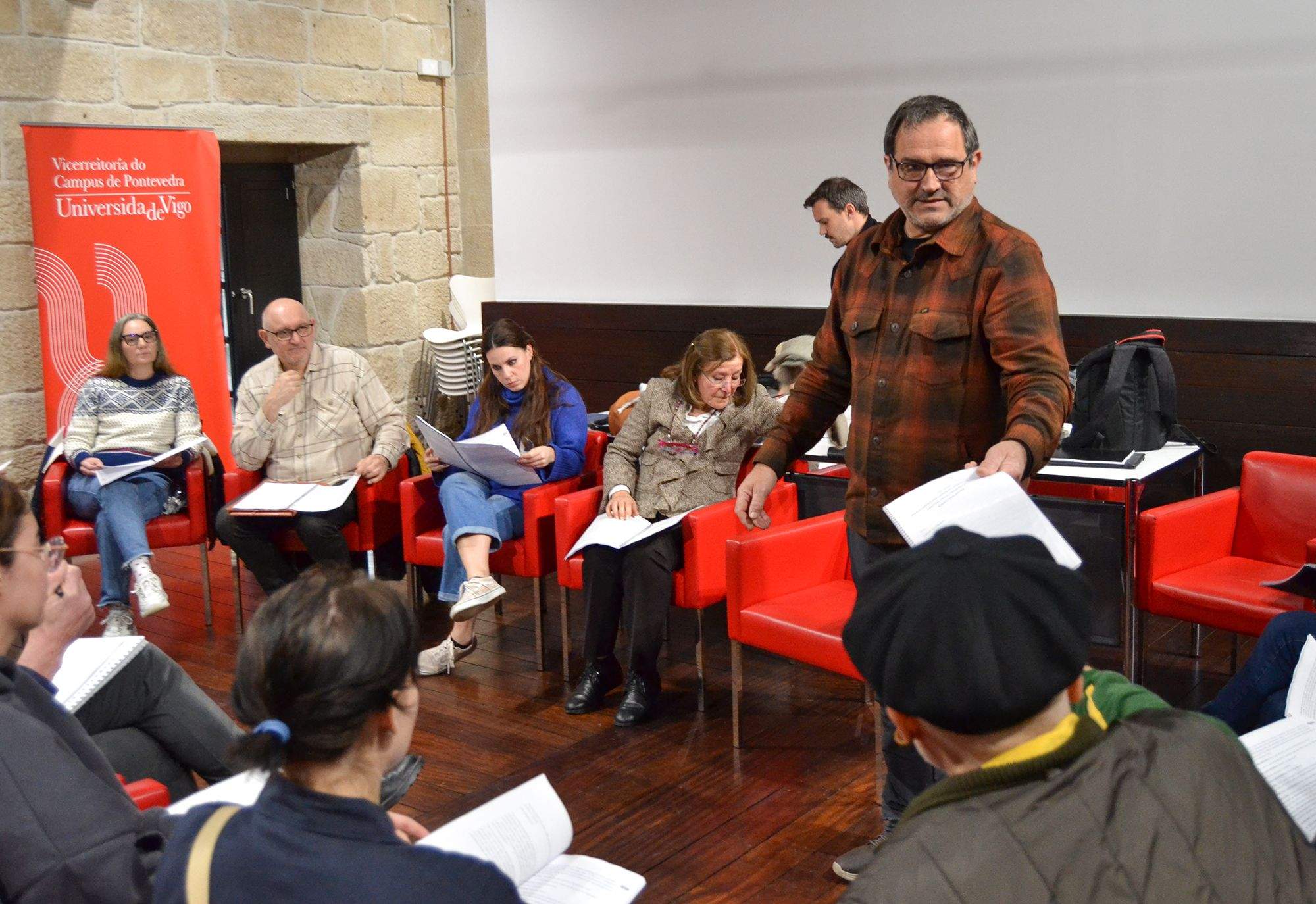 Salvador del Río na creación do grupo de teatro do campus de Pontevedra
