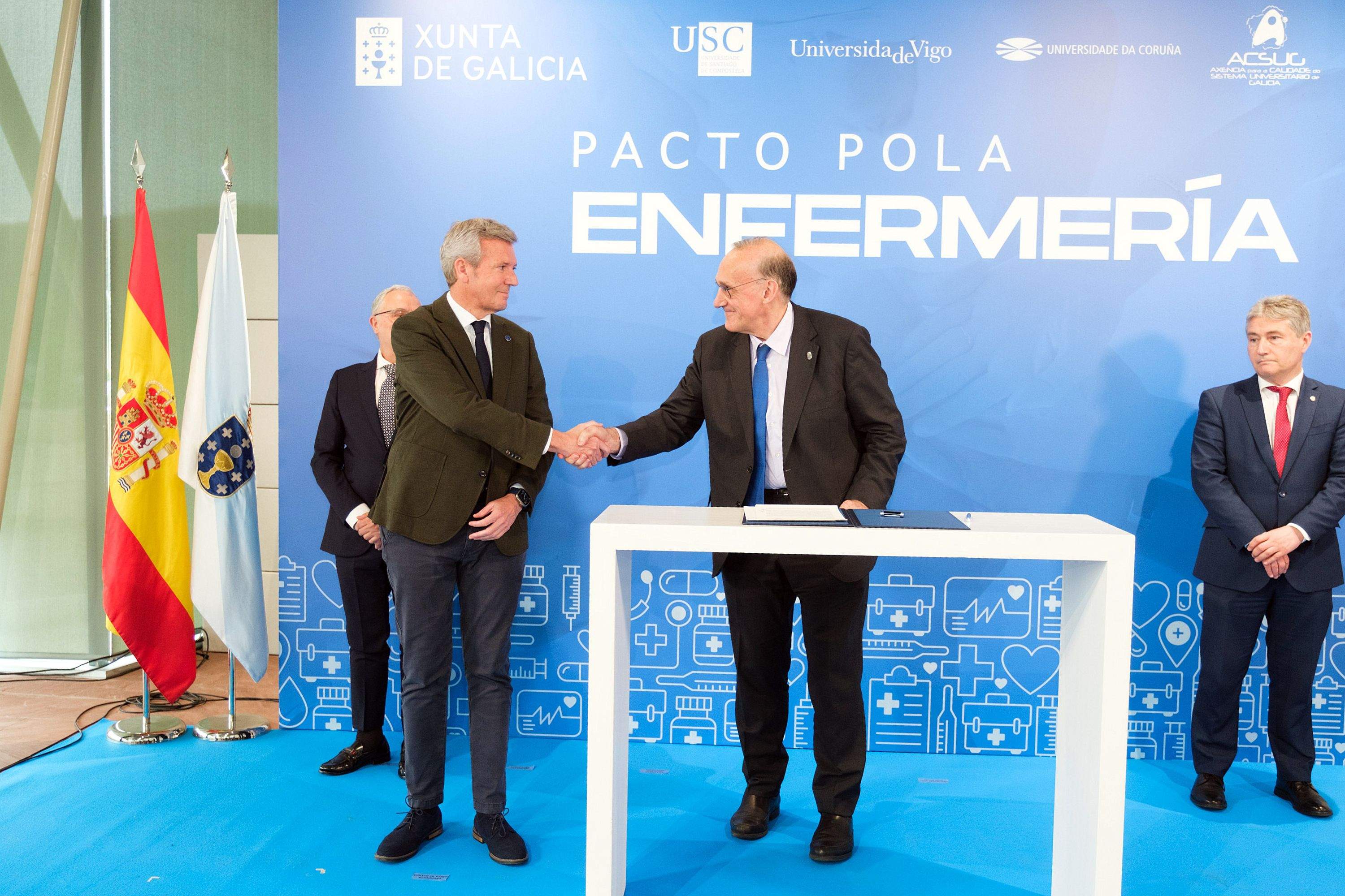 Alfonso Rueda, presidente da Xunta, e Manuel Reigosa, reitor da Universidade de Vigo