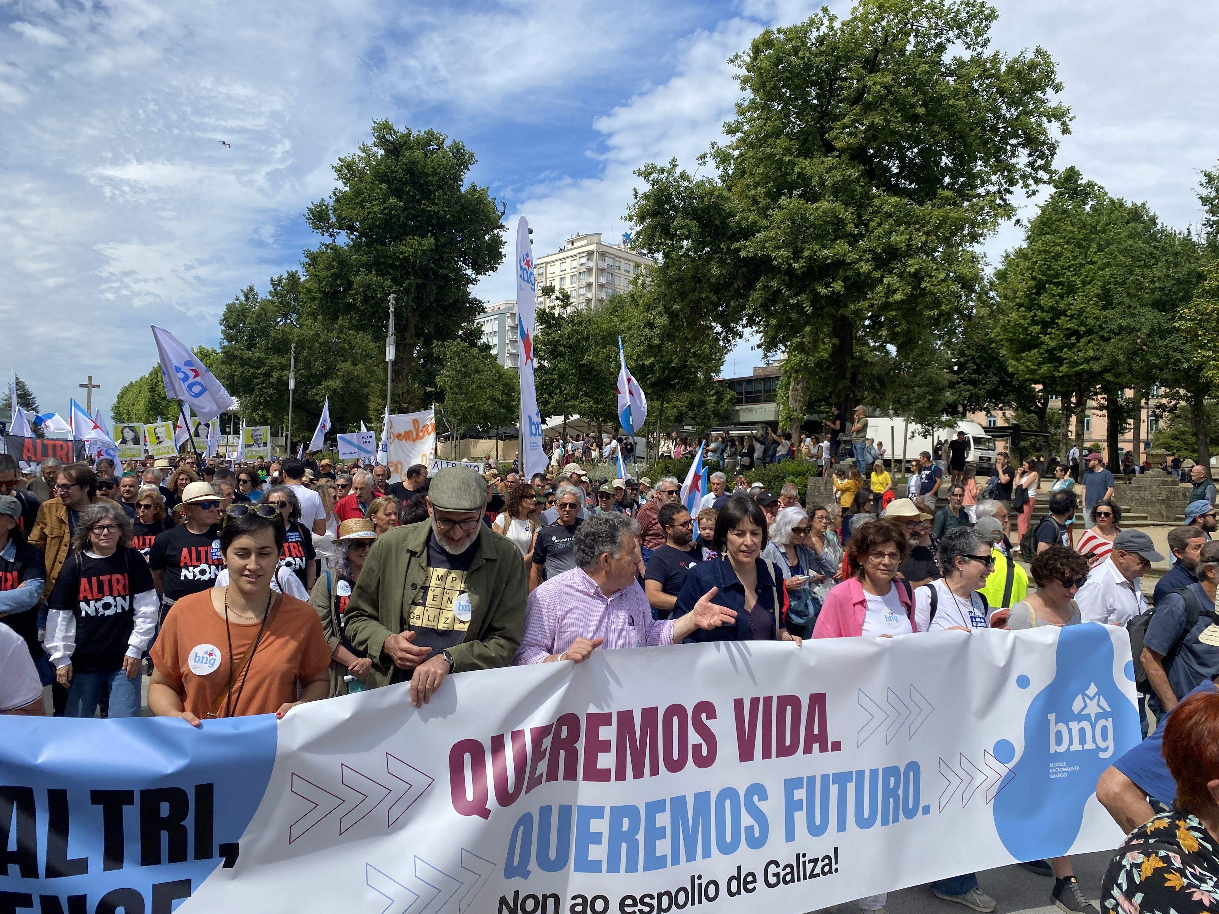 Ana Pontón, en la marcha contra las celulosas de ENCE y ALTRI