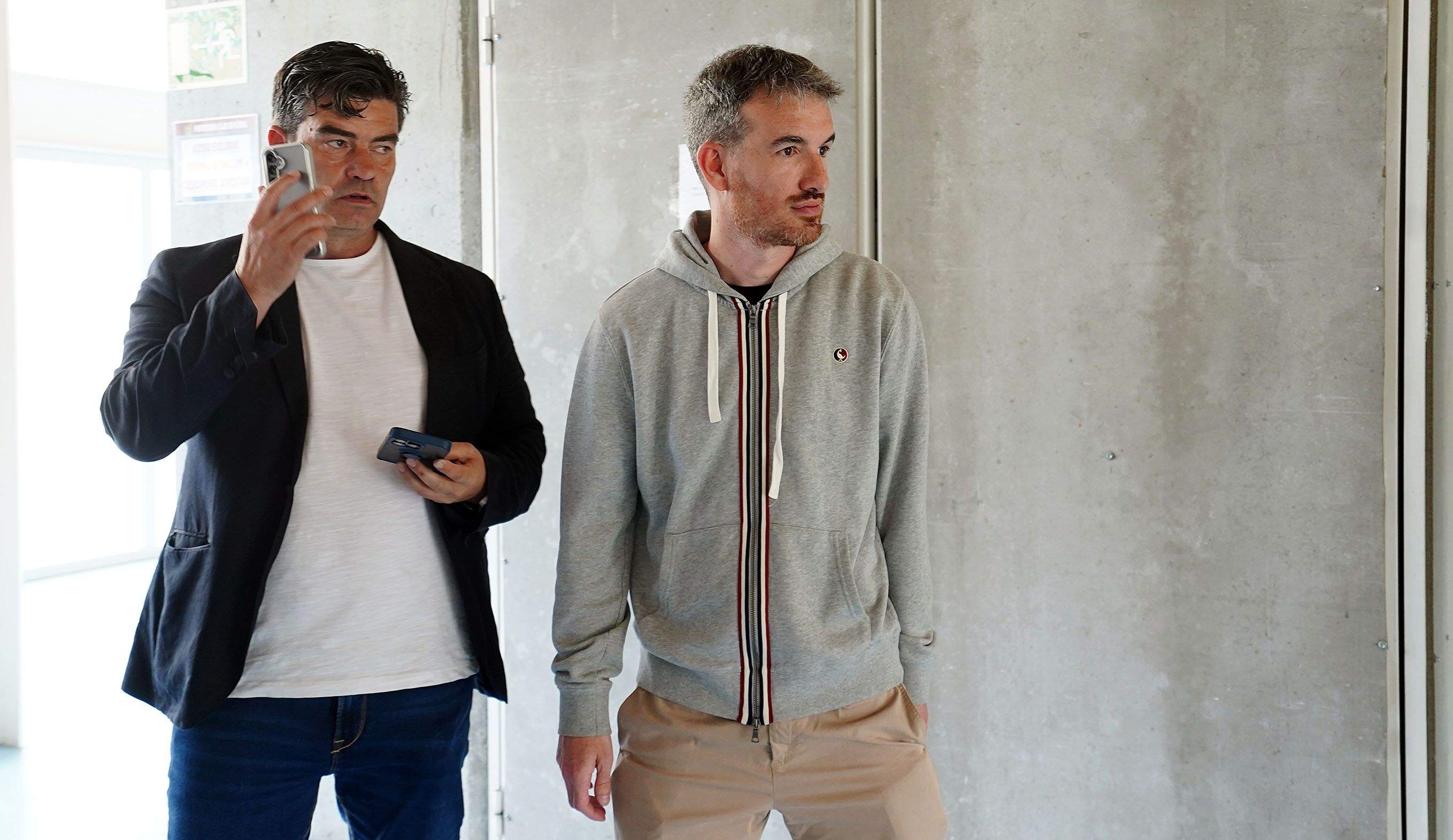 Jacobo Maestre y Rubén Domínguez, en la presentación del entrenador granate