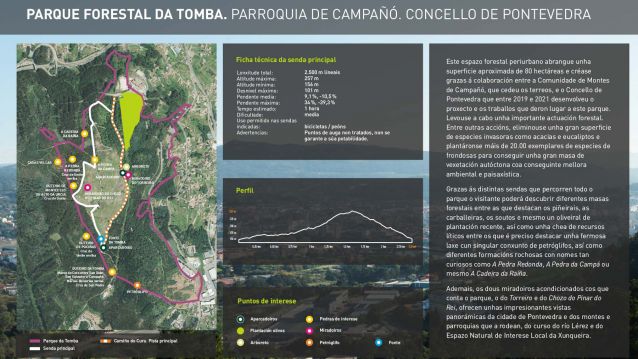 Ruta de sendeirismo no Parque Forestal da Tomba