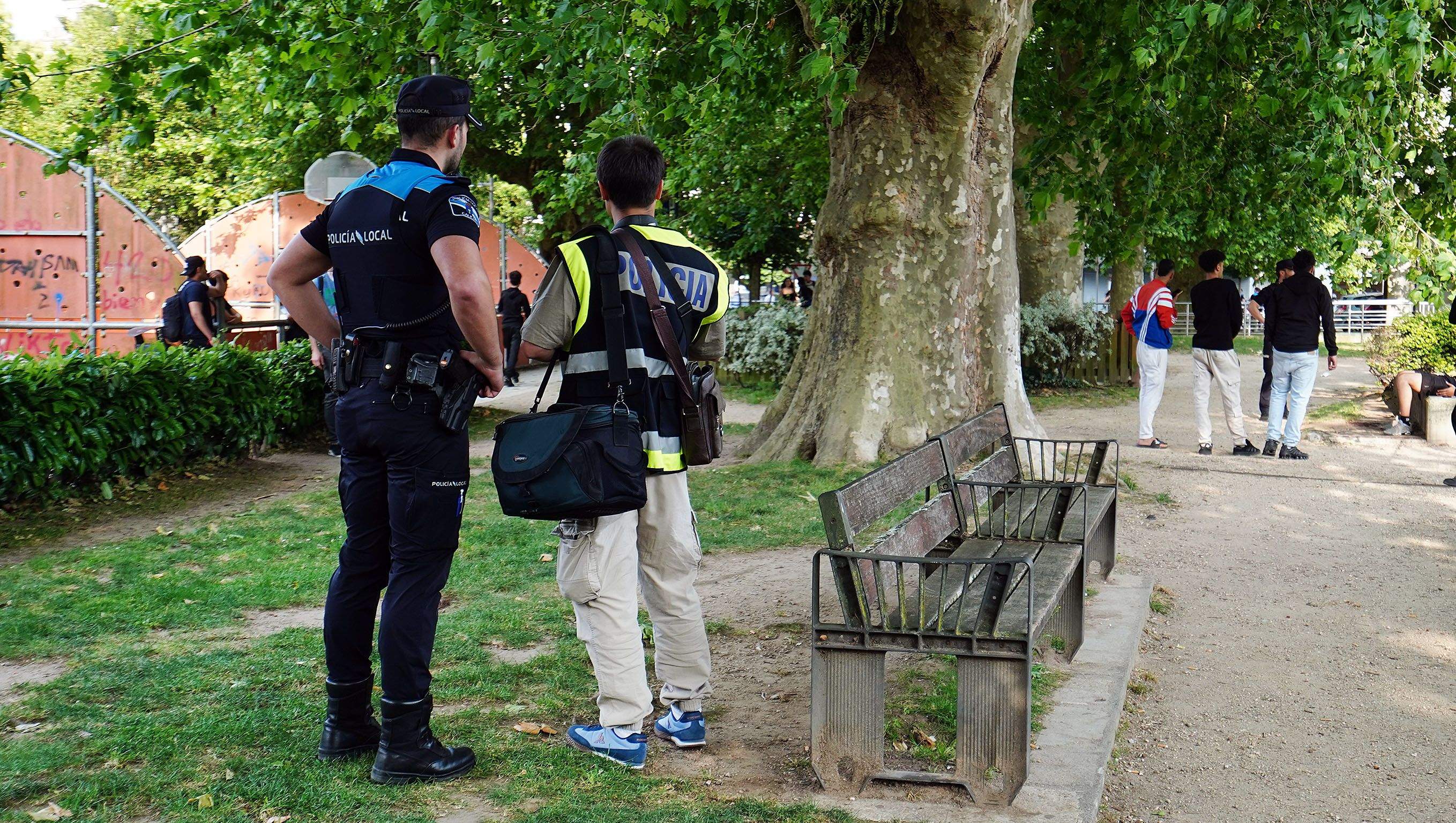 Policía controlando a zona despois do enfrontamento