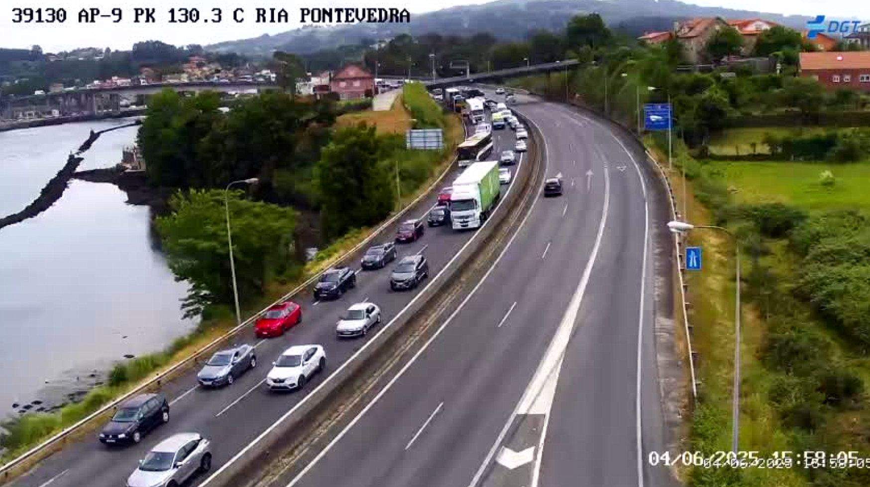 Retención de tráfico en la AP 9 en la tarde de este miércoles 4 de junio