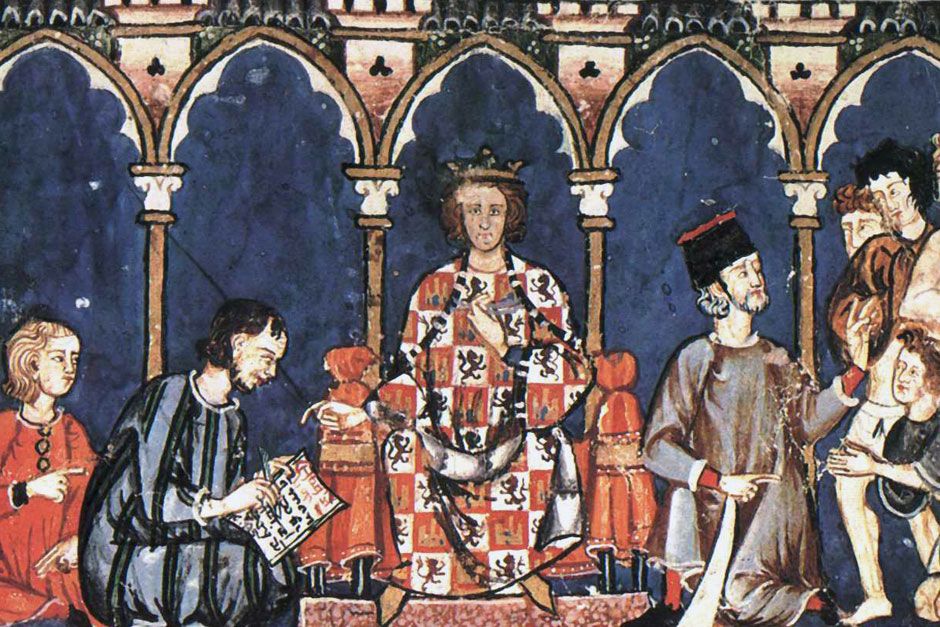 Detalle do Libro de xadrez, dados e táboas de Alfonso X o Sabio. S.XIII