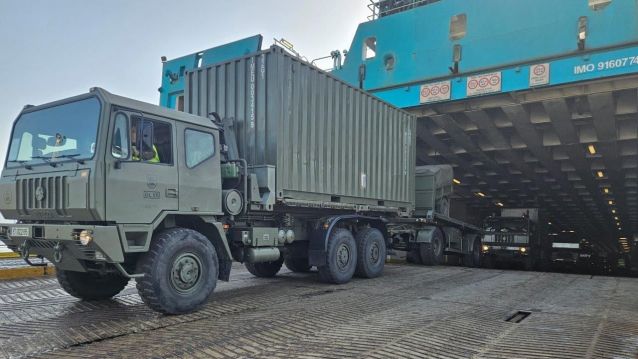 Llega a Pontevedra el material militar tras una operación histórica de la BRILAT en Eslovaquia Llega a Pontevedra el material militar tras una operación histórica de la BRILAT en Eslovaquia
