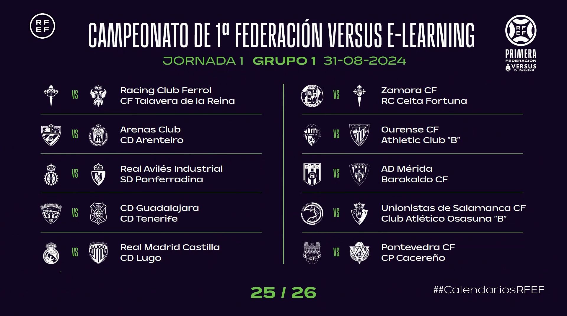 Primeira xornada da 1ª RFEF 2025-26
