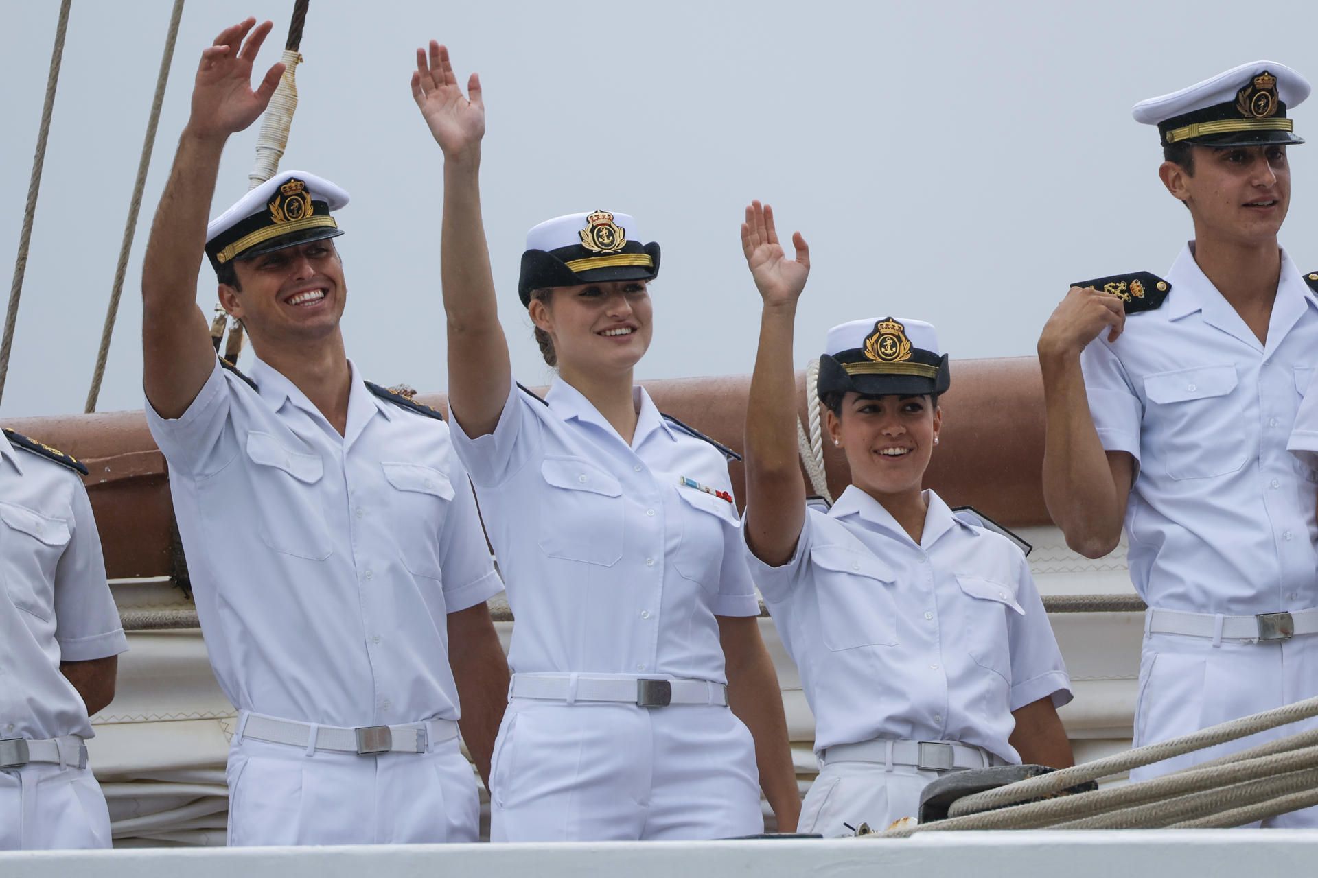Llegada del buque escuela Juan Sebastián de Elcano a Marín con la Princesa Leonor a bordo