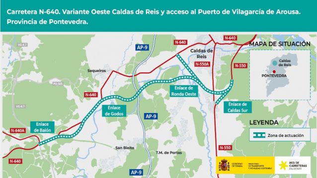 Trazado elegido para la variante oeste de Caldas de Reis Trazado elegido para la variante oeste de Caldas de Reis