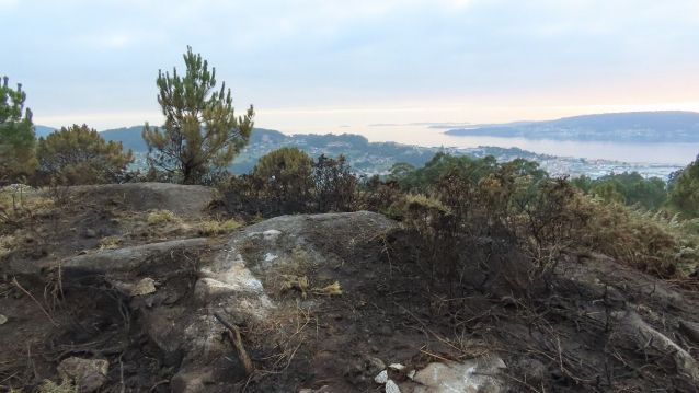 Danos da maquinaria pesada no Monte Pornedo