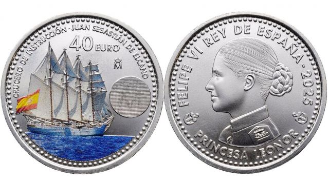 Moeda conmemorativa pola instrución da princesa Leonor no Elcano