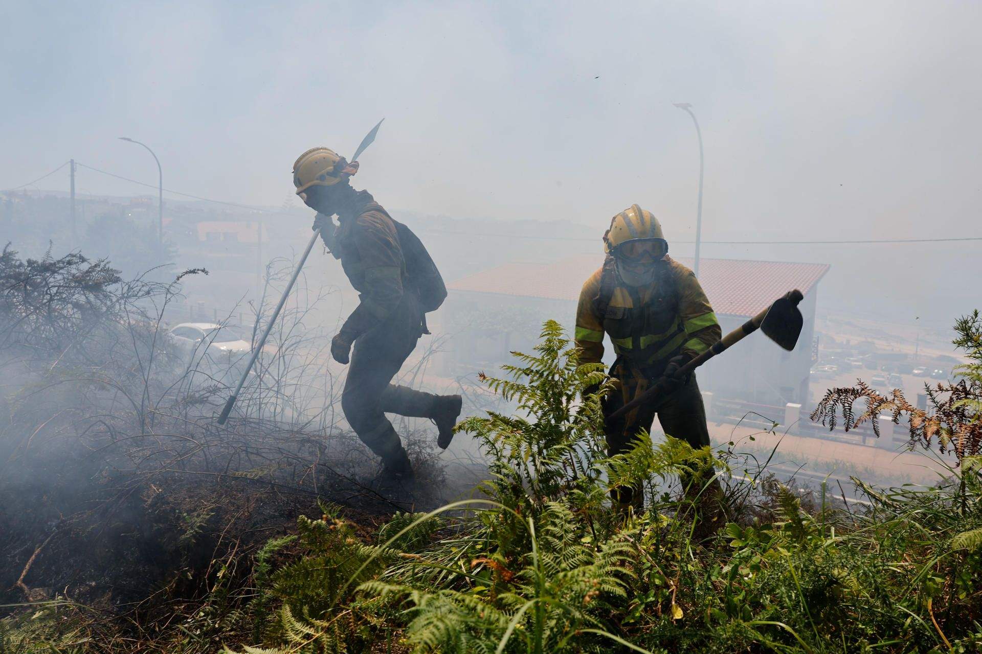 Brigadistas trabajando en un incendio forestal
