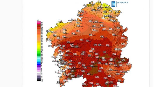 Meteomapa de Galicia este luns 4 de agosto